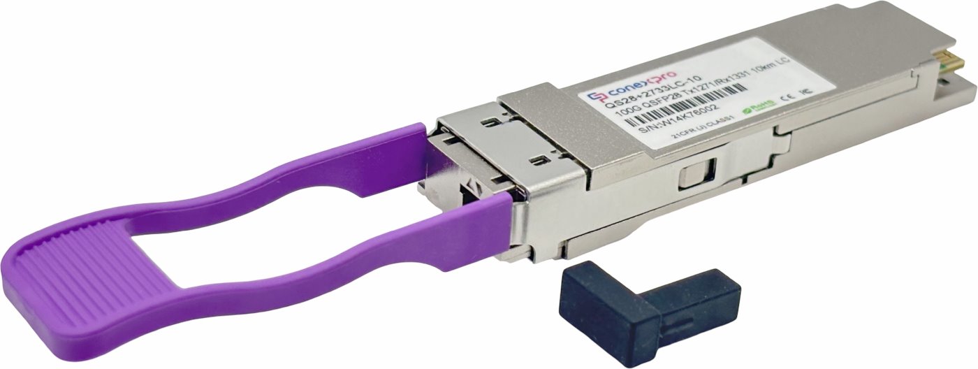 Conexpro 100G QSFP28 optický modul, WDM/BiDi, SM, Tx1271/Rx1331nm, 10km, 1x LC, DDM