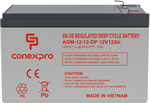 Conexpro baterie AGM 12V, 12Ah, životnost 10 let, Faston 6,3mm, Deep cycle