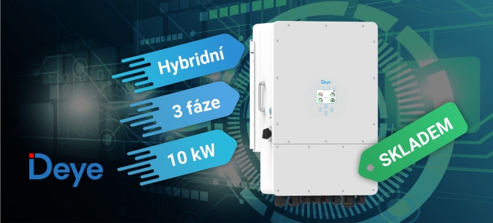 DEYE 10 kW hybridní měniče skladem!