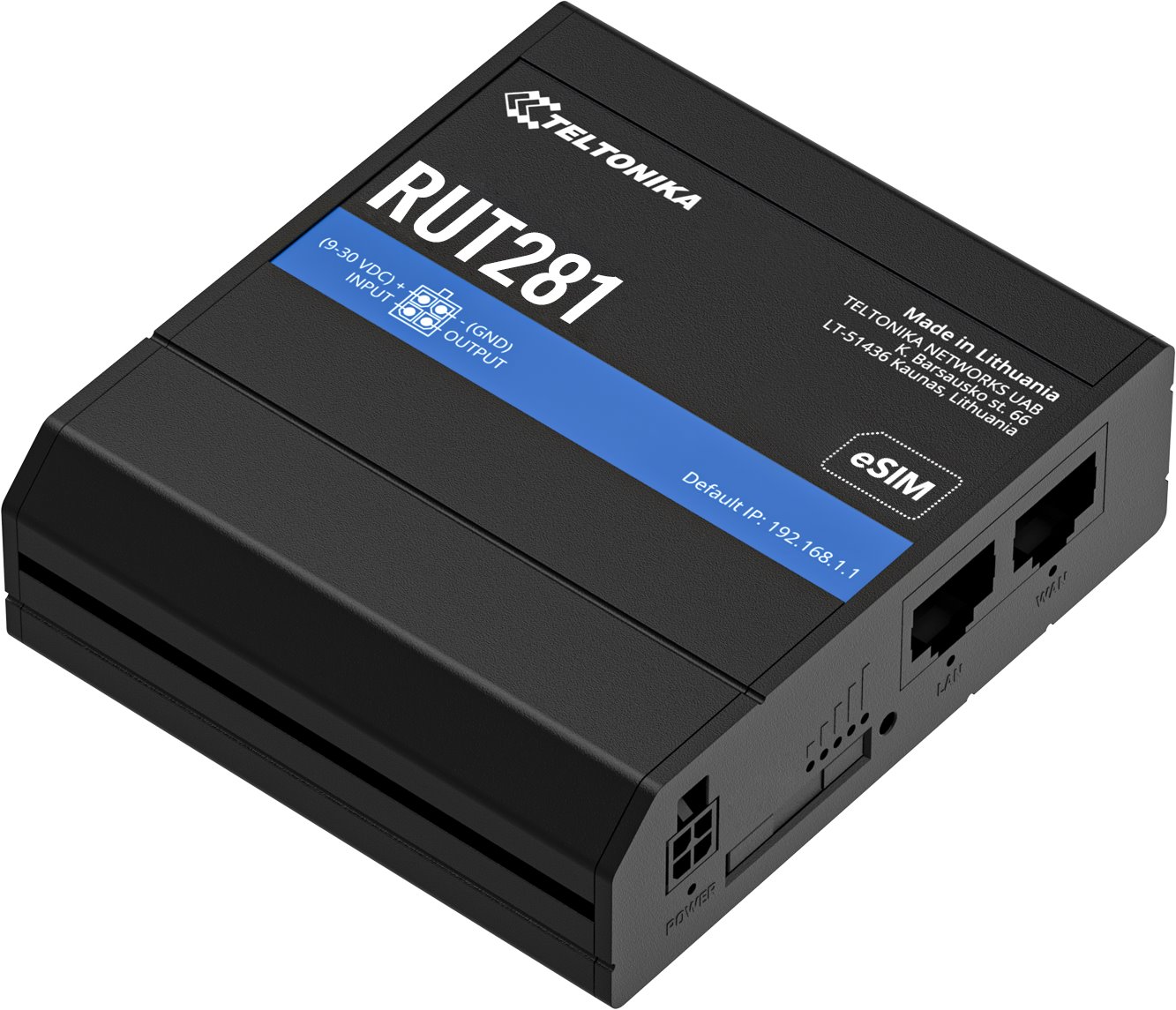 Teltonika RUT281 Industrial cellular LTE Wi-Fi Router, eSIM
