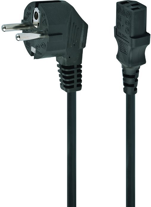 Power cable 230V for computer with connectors IEC C13 and Schuko, black, 1m