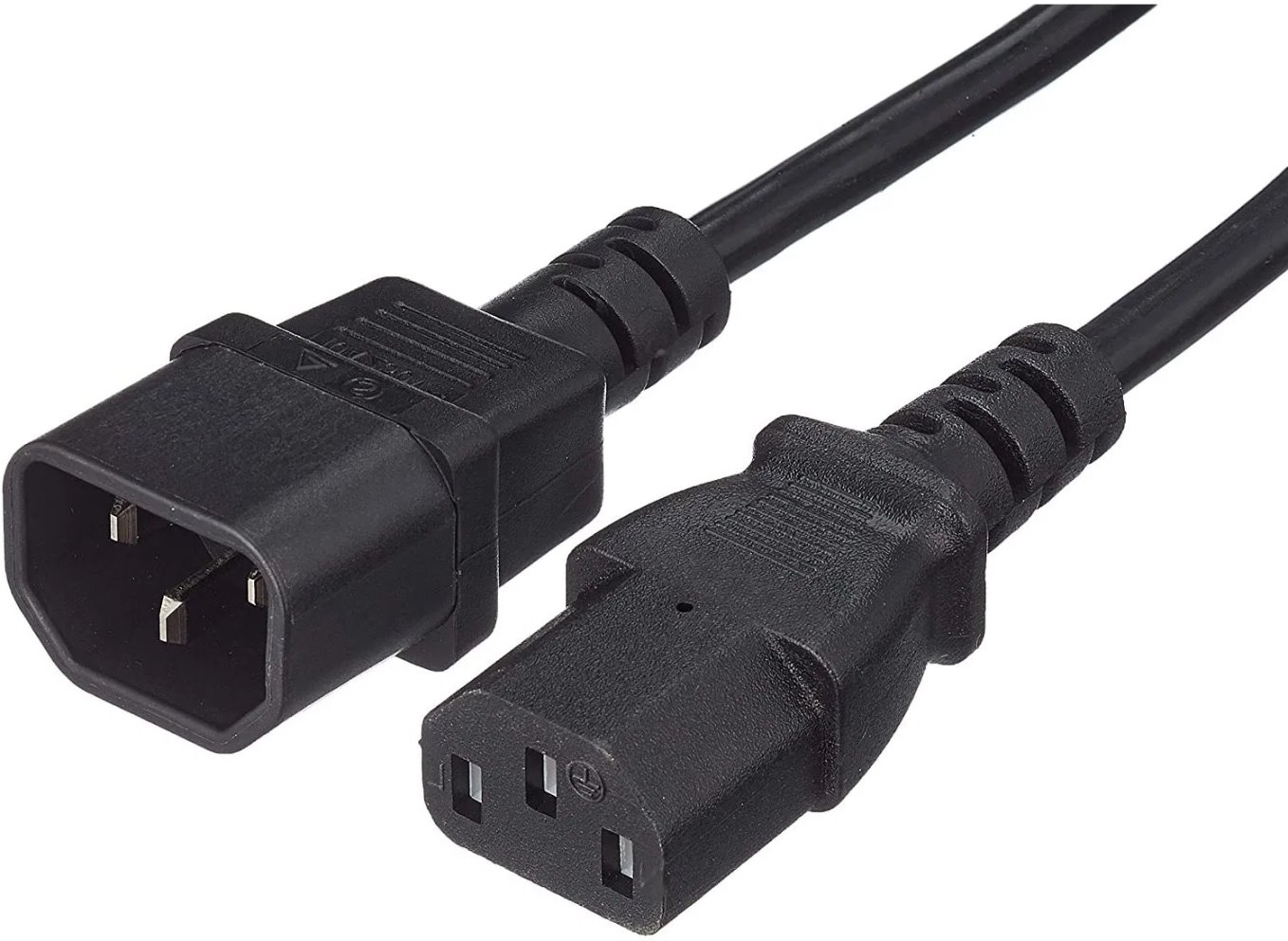 Power cable 230V extension with connectors IEC C13 and IEC C14, black, 5m