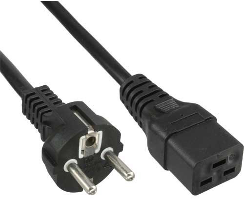 Power cable 230V for computer with connectors IEC C19 and Schuko, black, 3m
