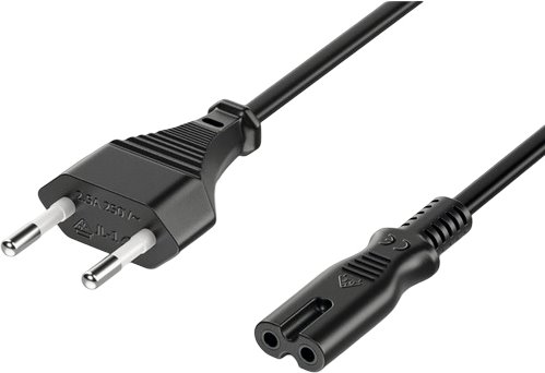 Power cable 230V 2pin, black, 2m