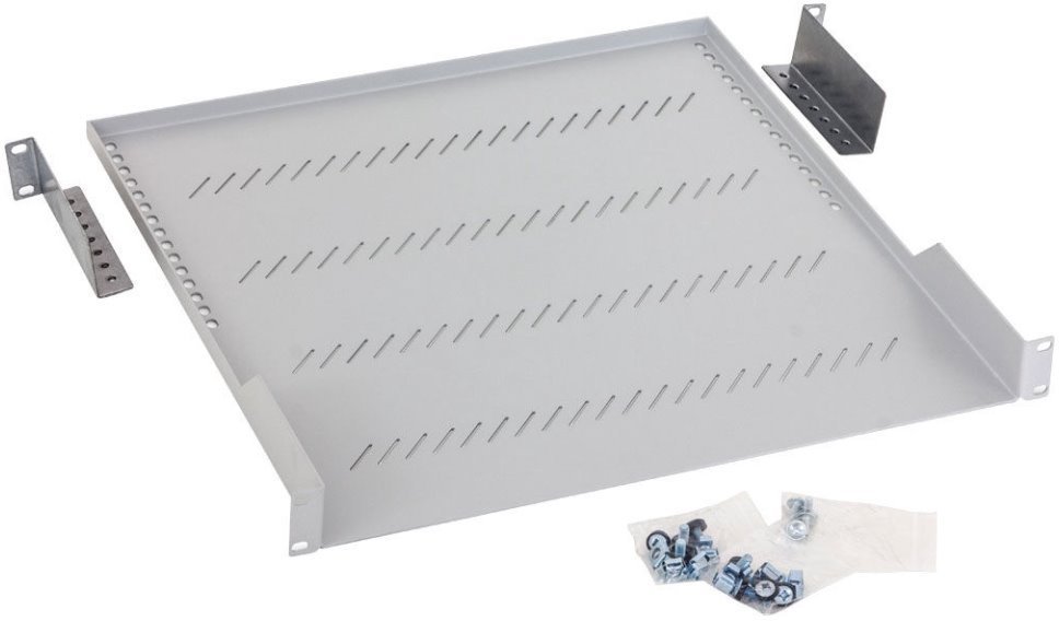 Triton shelf with perforation 1U/650mm, 19", load capacity 40kg, gray