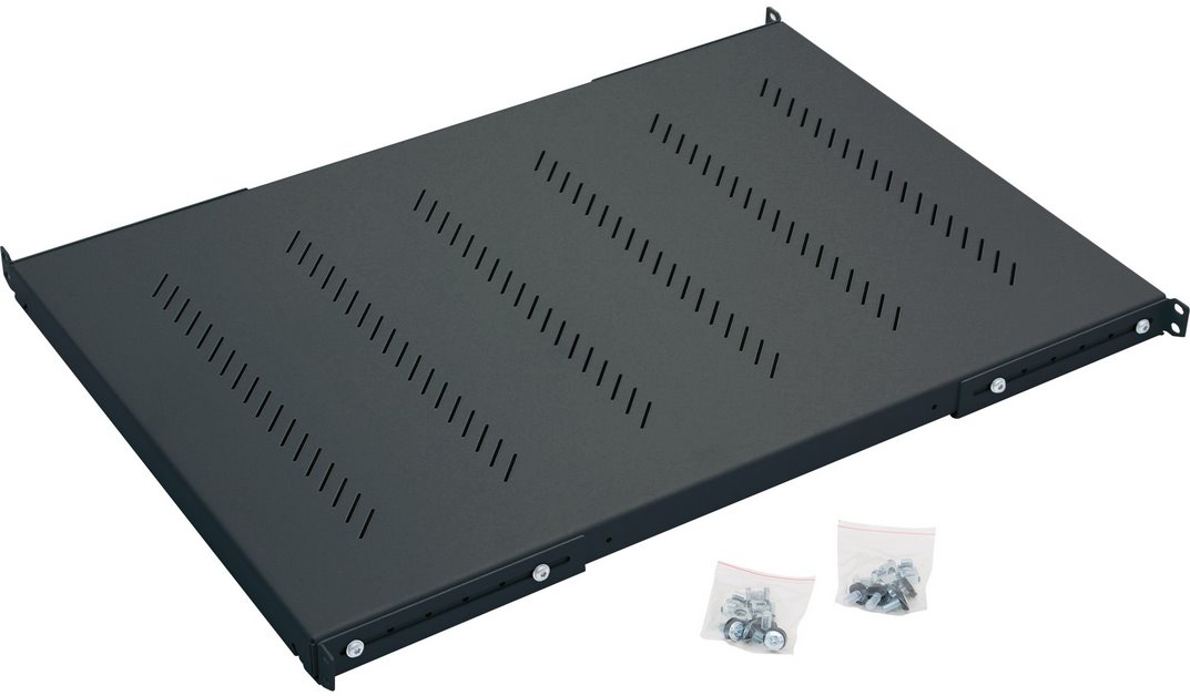 Triton shelf grid H4, 1U/650mm, 19", load capacity 150kg, black