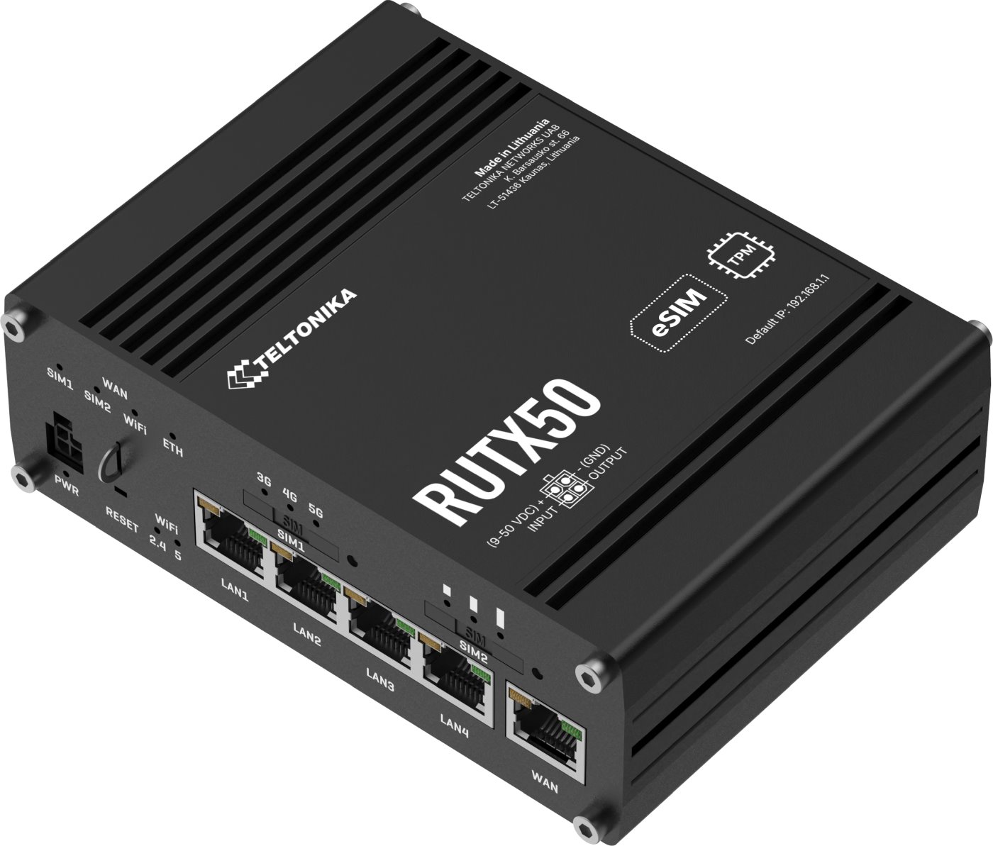 Teltonika RUTX50 Industrial 5G Wi-Fi Router, GPS, eSIM