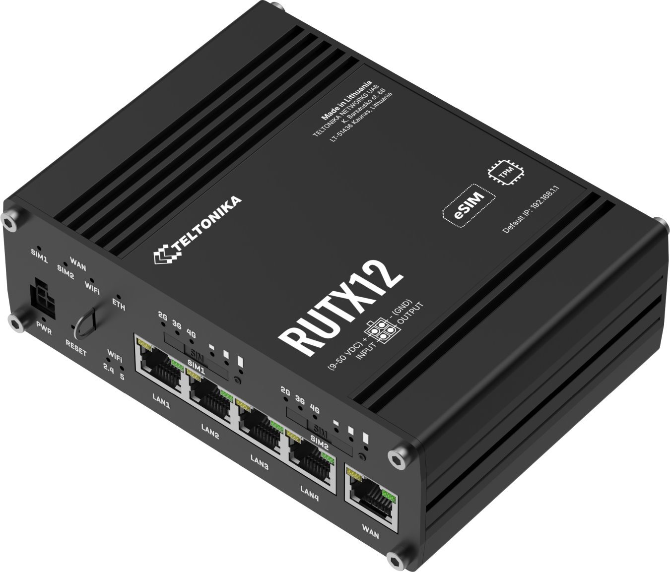 Teltonika RUTX12 Industrial cellular LTE Router, GPS, BT, eSIM