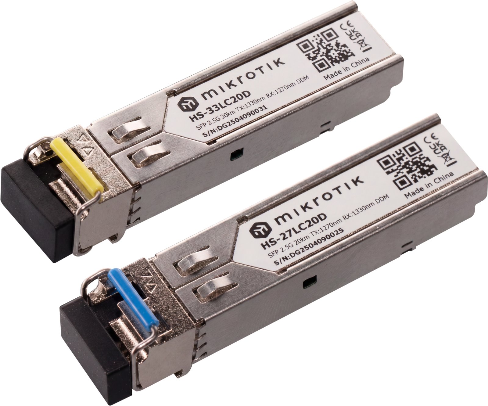 MikroTik 1/2.5G SFP pair of optical modules HS-31DLC20D, WDM/BiDi, SM, 20km, 2 pack