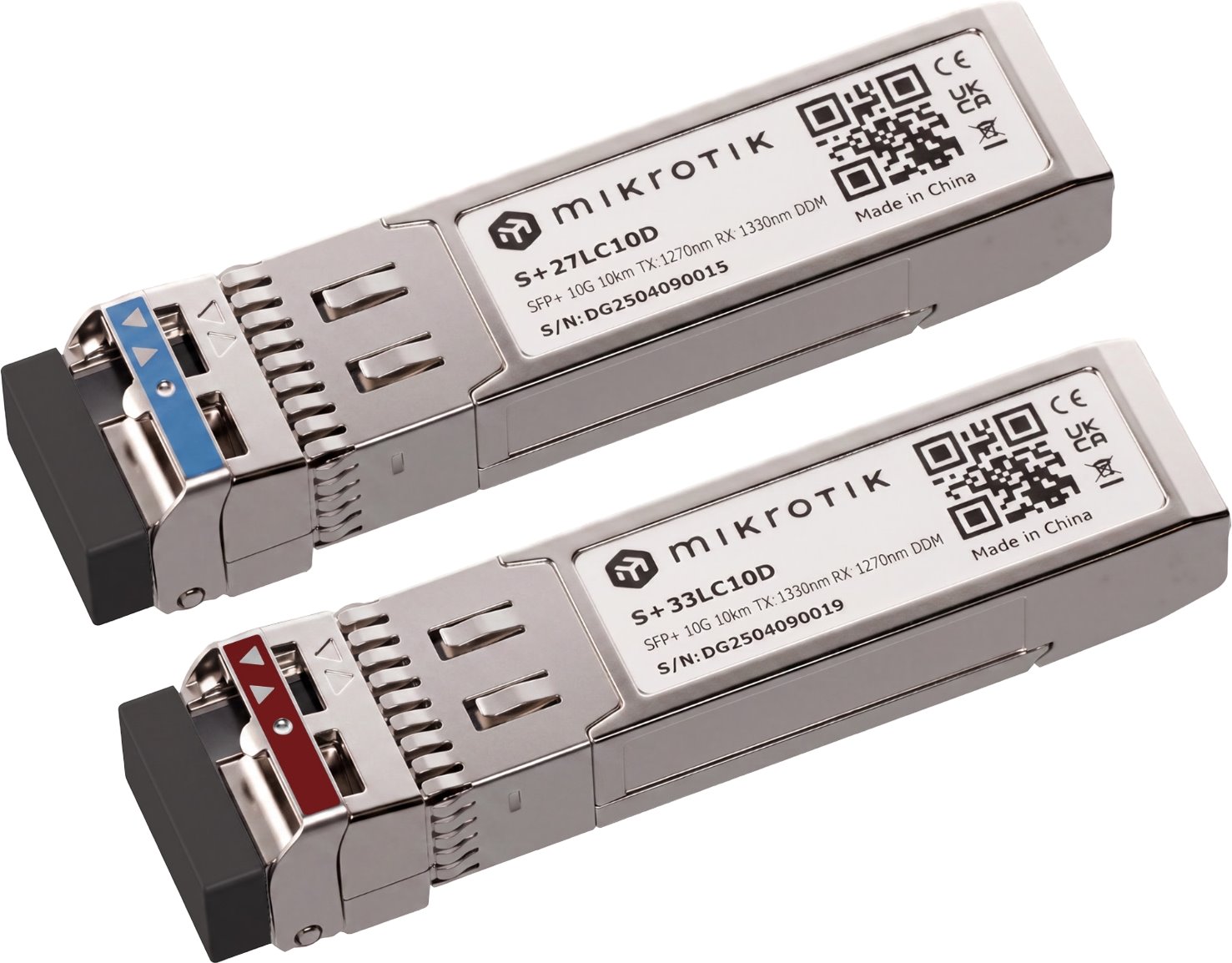 MikroTik 10G SFP+ pair of optical modules S+2733LC10D, WDM/BiDi, SM, 10km, 2 pack