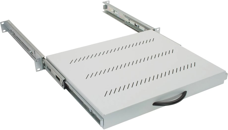Triton fully extendable shelf 1U/450mm, 19", load capacity 30kg, gray