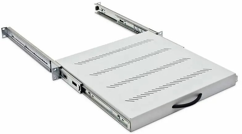Triton fully extendable shelf 1U/550mm, 19", load capacity 45kg, gray