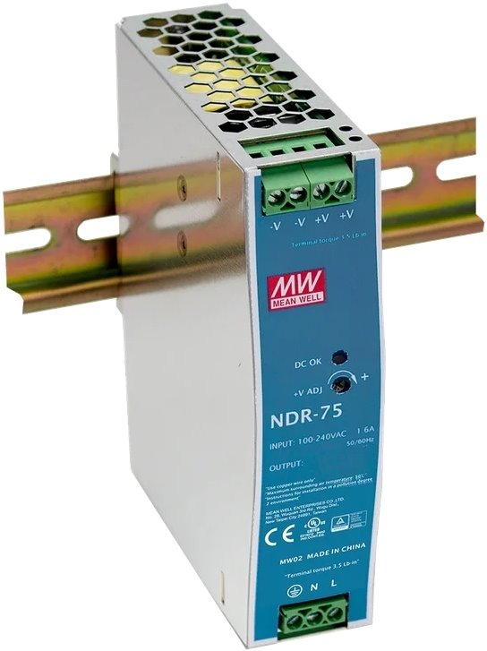 MEAN WELL NDR-75-24 Industrial power supply for DIN rail, 76W, 24V