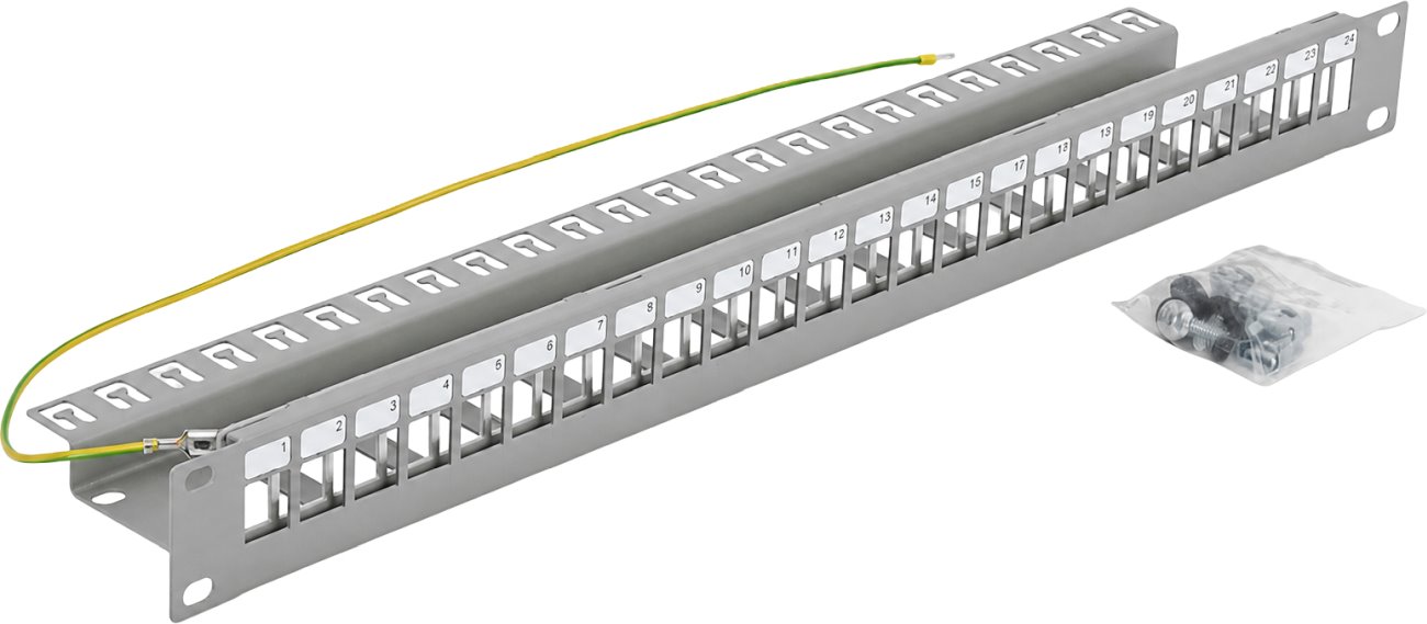 Triton RAC-PP-X10-A1, 19" modular empty patch panel, 24 ports, 1U, gray