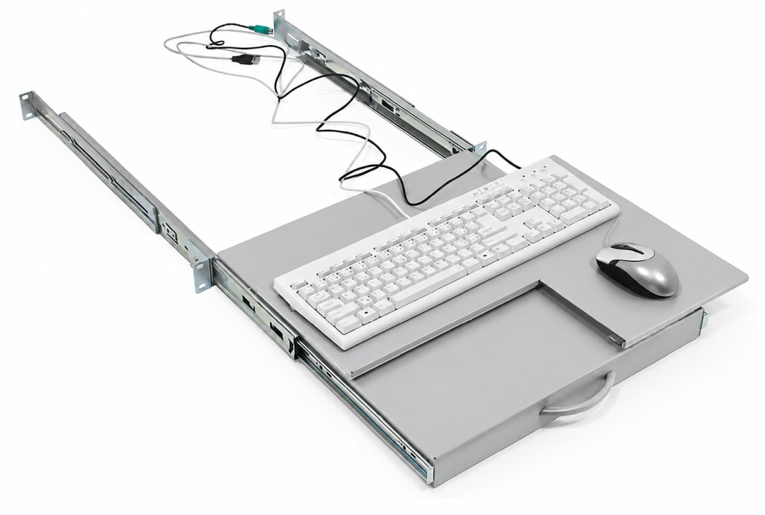 Triton sliding keyboard shelf, 19", height 60 mm, 30 kg load capacity, gray