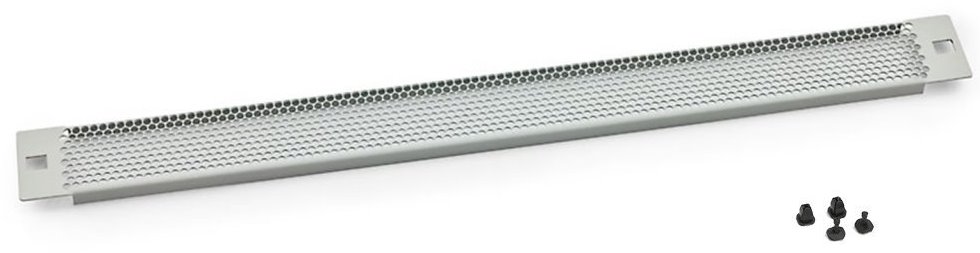 Triton blanking panel with perforation, 1U, 19", plastic mounting kit, gray