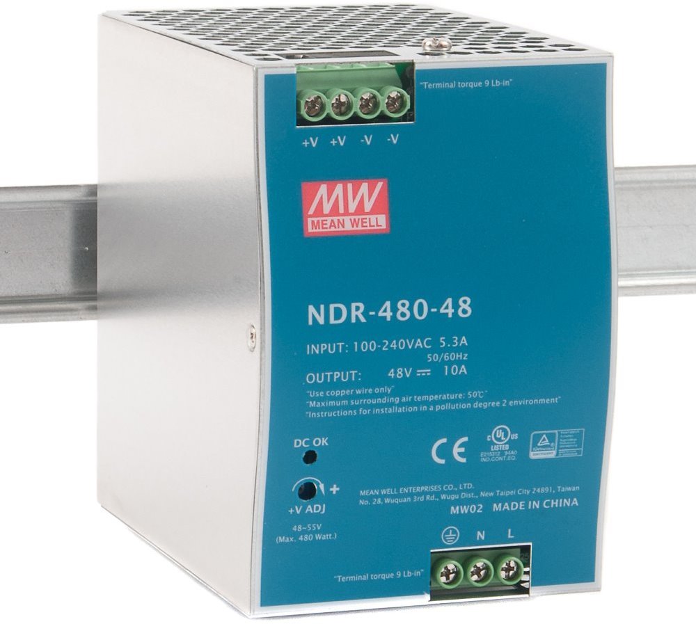 MEAN WELL NDR-480-24 Industrial power supply for DIN rail, 480W, 24V