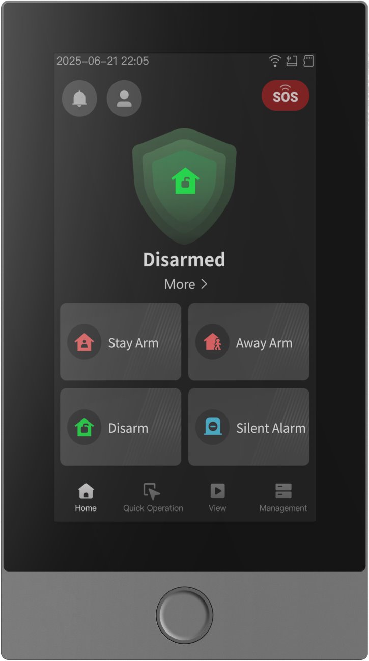 Hikvision AX PRO HYBRID touchscreen keypad with 7" display, black