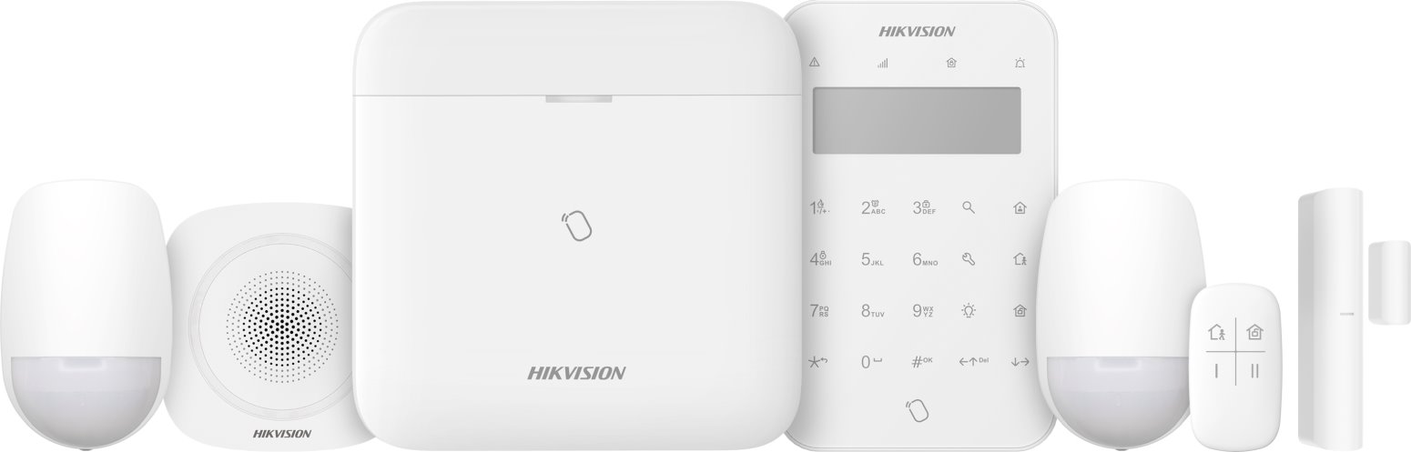 Hikvision AX PRO DS-PWA96-KIT2-WE, Wireless control panel kit for 96 zones, 2x PIR, magnetic contact, keypad and siren