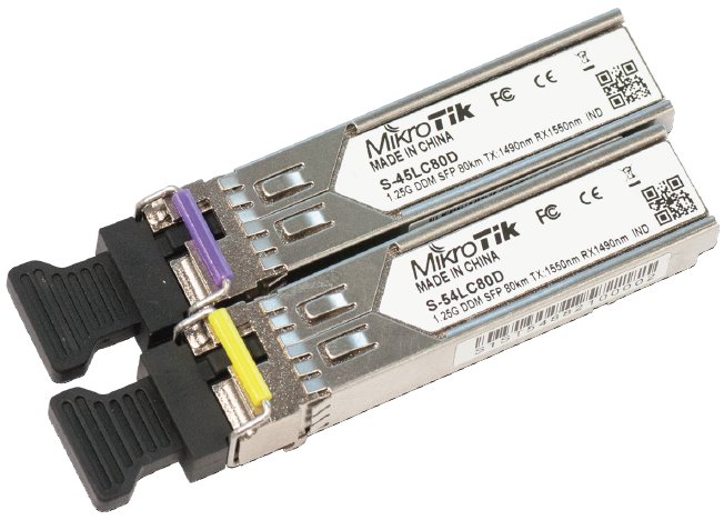 MikroTik 1G SFP pair of optical modules S-45/54LC80D, SM, 80km, 2 pack