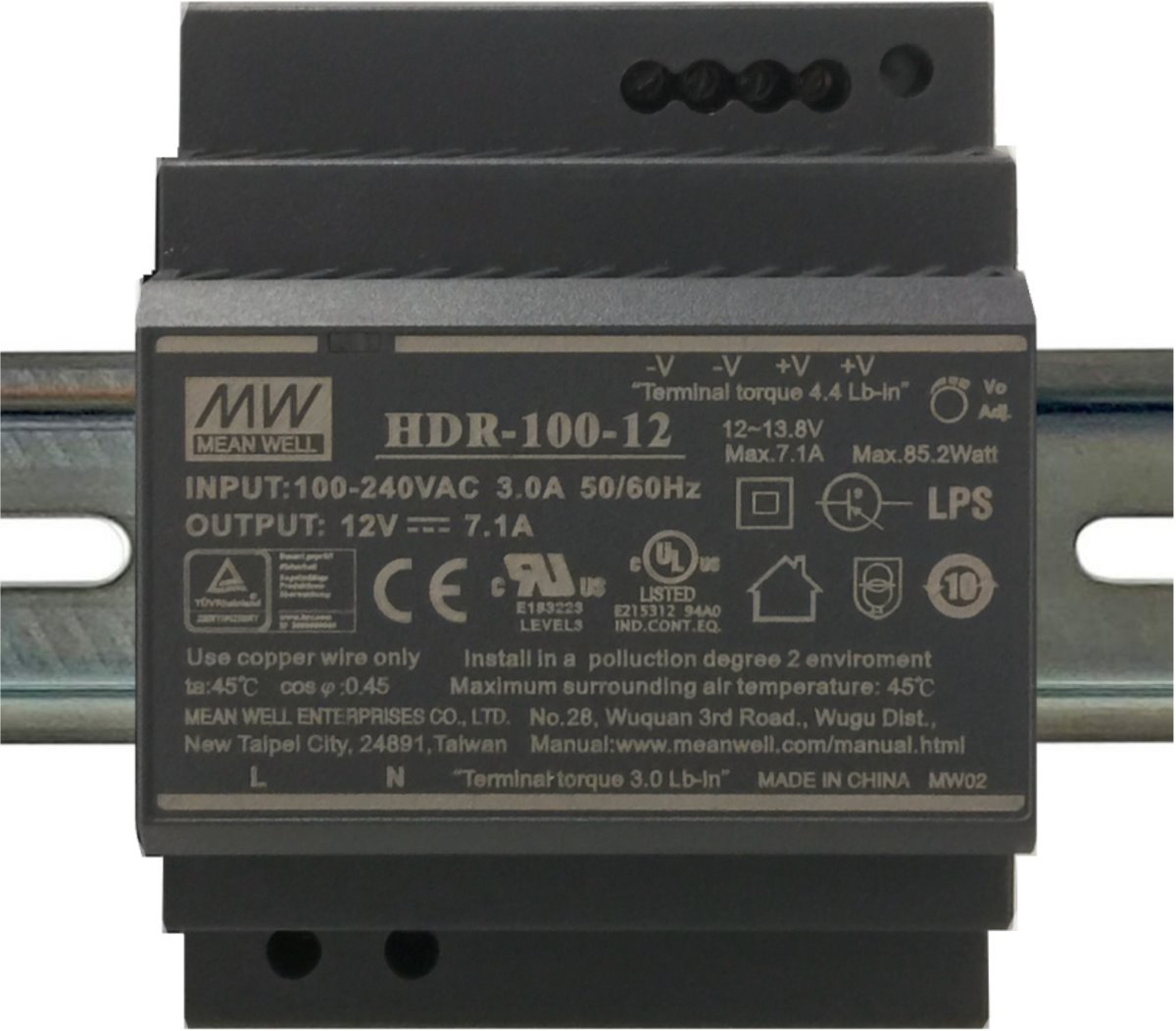 MEAN WELL HDR-100-24 Industrial power supply for DIN rail, 100W, 24V