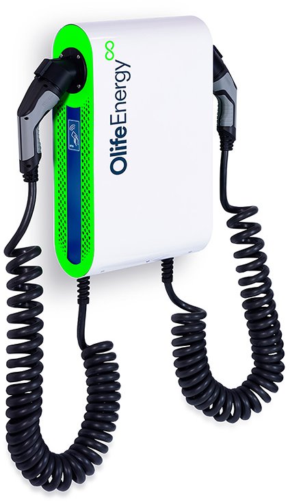 OlifeEnergy DoubleBox BASE, charging station with two twisted cables, 2x 22kW