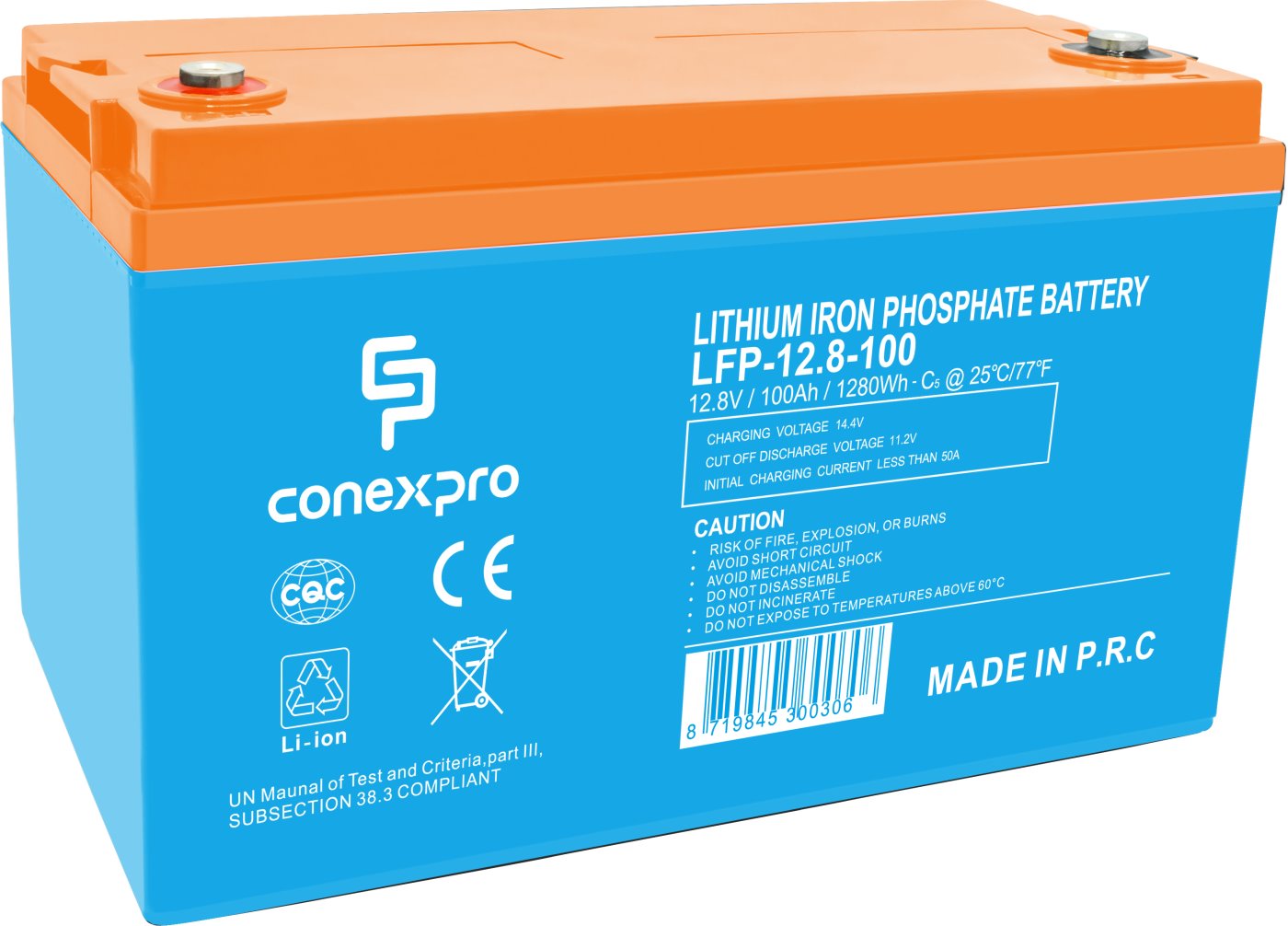 Conexpro battery LiFePO4, 12.8V, 100Ah, Smart BMS, Bluetooth