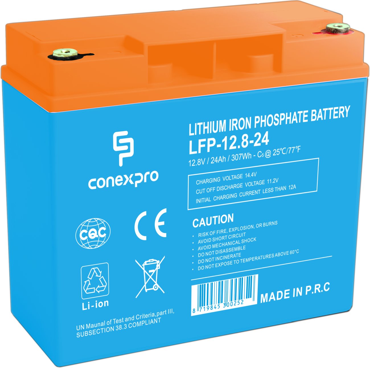 Conexpro battery LiFePO4, 12.8V, 24Ah, Smart BMS, Bluetooth