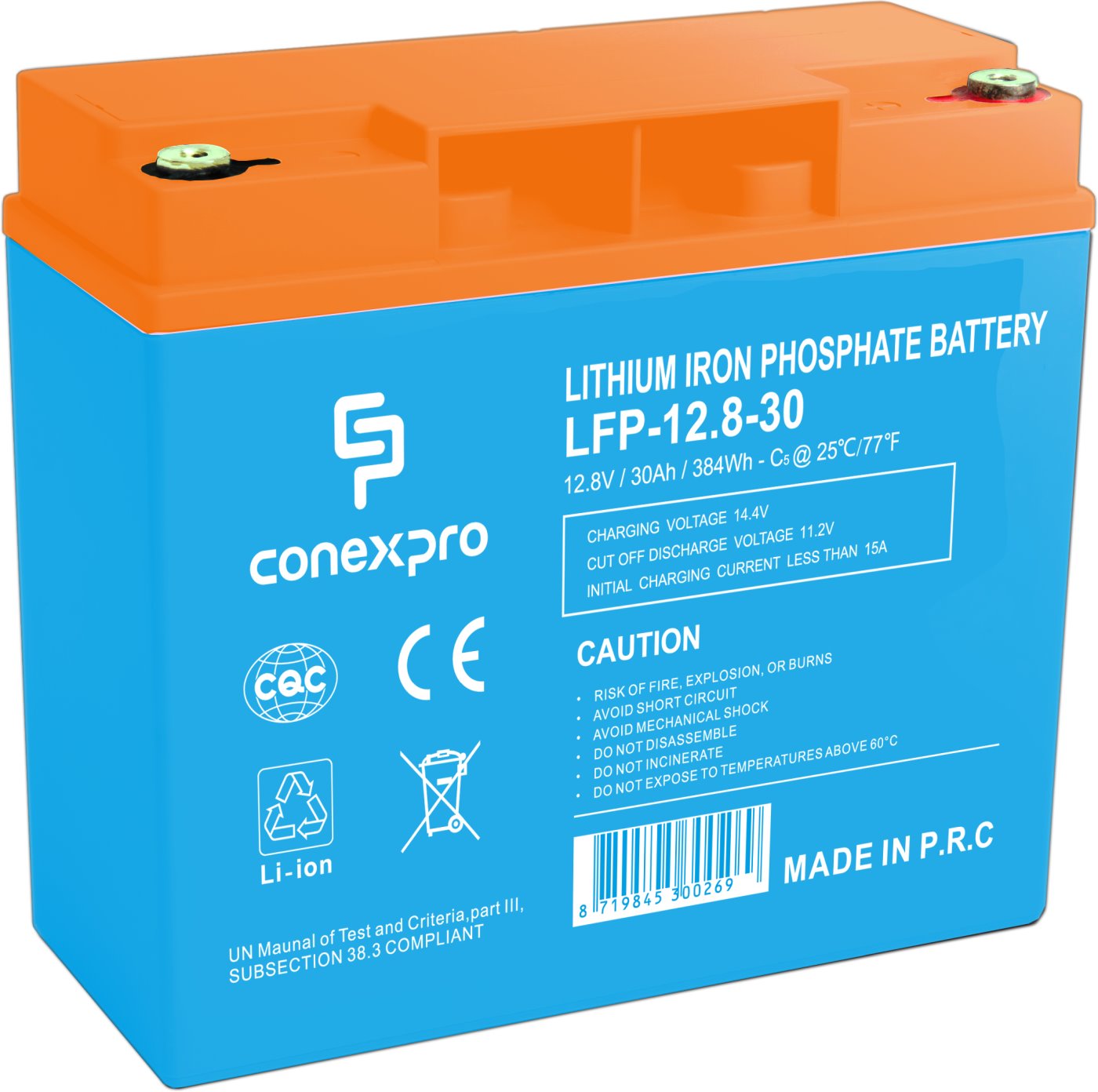 Conexpro battery LiFePO4, 12.8V, 30Ah, Smart BMS, Bluetooth