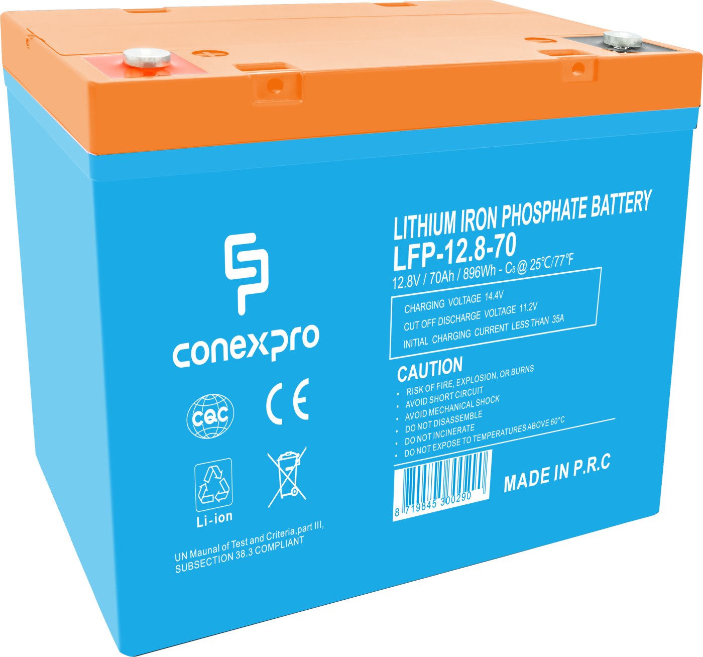 Conexpro battery LiFePO4, 12.8V, 70Ah, Smart BMS, Bluetooth