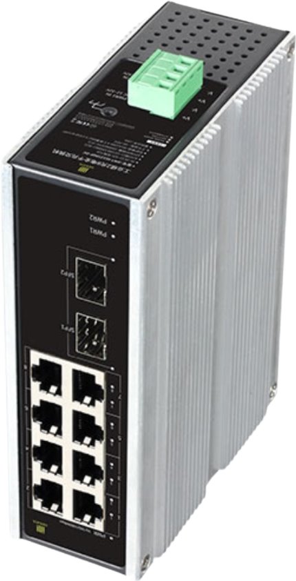 Conexpro GNT-IG1210GF-DC, Industrial switch for DIN rail, 8x LAN, 2x SFP