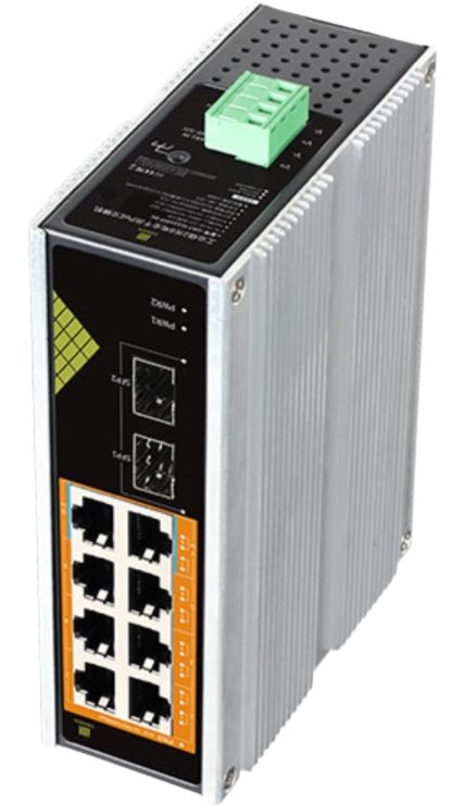 Conexpro GNT-IG1210FP-DC, Industrial PoE switch for DIN rail, 8x LAN, 8x PoE, 2x SFP