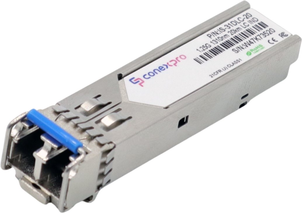 Conexpro 1.25G SFP industrial optical module, SM, 1310nm, 20km, 2x LC connector, DDM