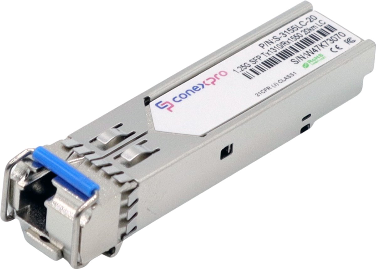 Conexpro 1.25G SFP optical module, WDM/BiDi, SM, Tx1310/Rx1550nm, 20km, 1x LC, DDM