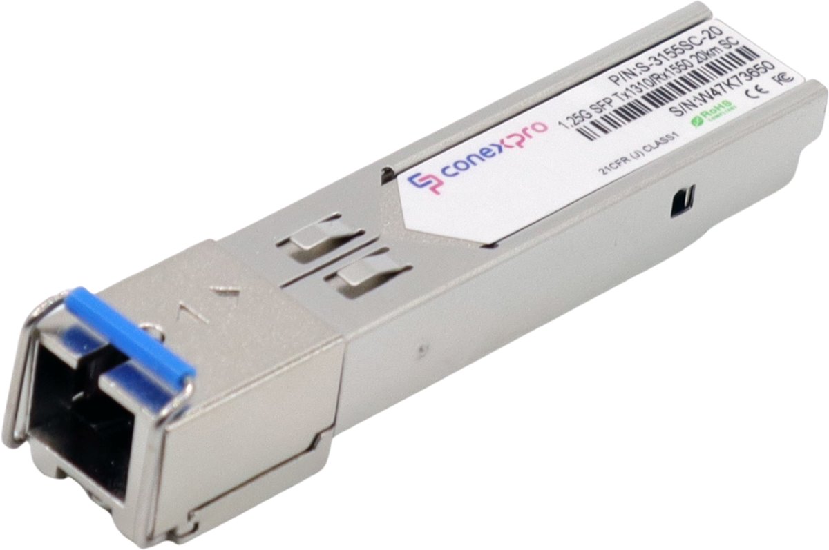 Conexpro 1.25G SFP optical module, WDM/BiDi, SM, Tx1310/Rx1550nm, 20km, 1x SC, DDM