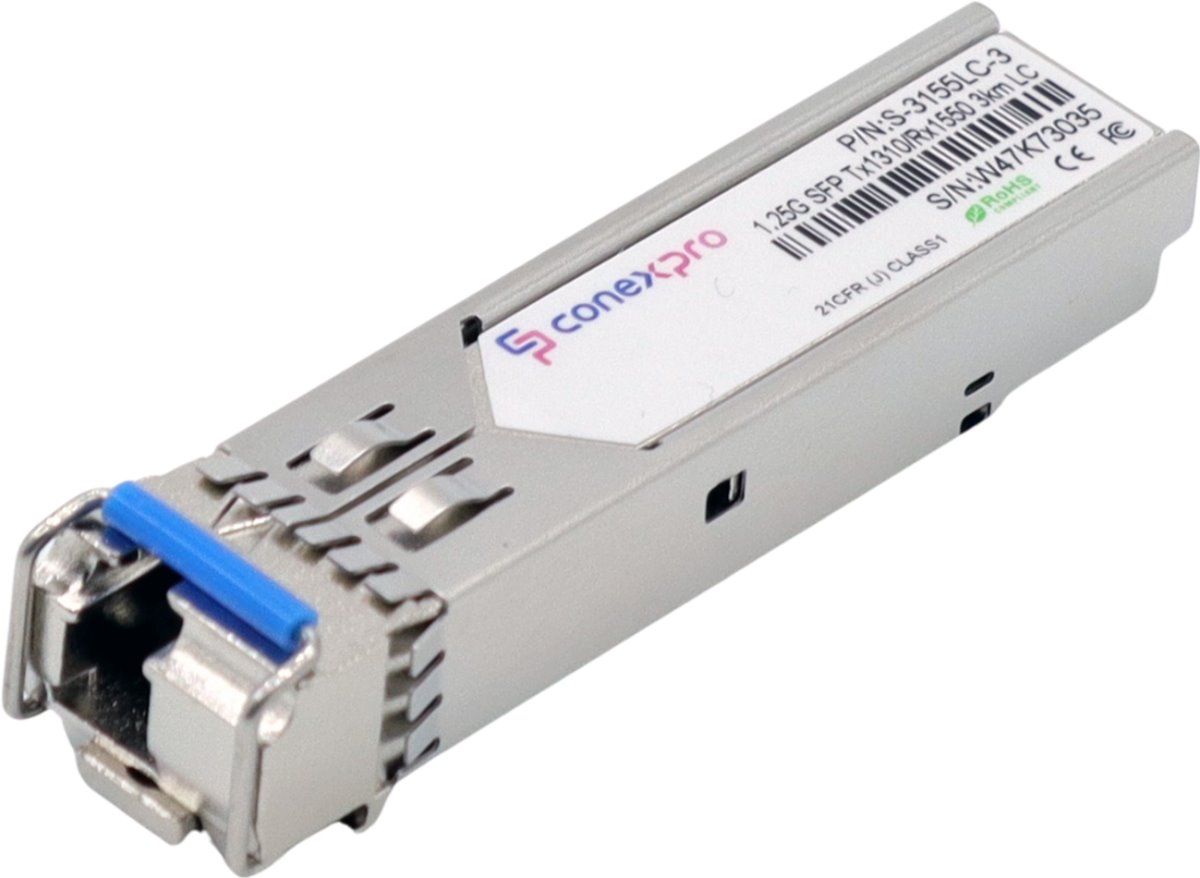 Conexpro 1.25G SFP optical module, WDM/BiDi, SM, Tx1310/Rx1550nm, 3km, 1x LC, DDM