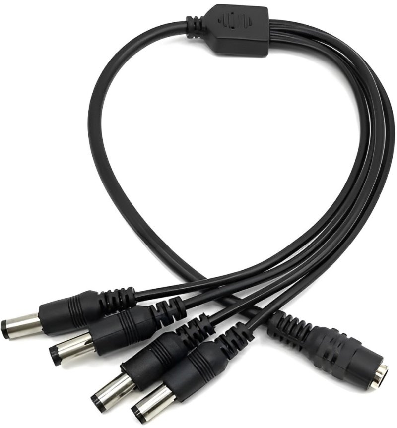 Conexpro DC power splitter, 4x male, 1x female
