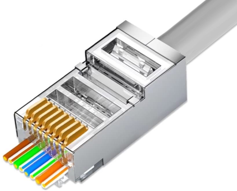 Conexpro pass-through connector RJ45 FTP, CAT6, Wire Cross