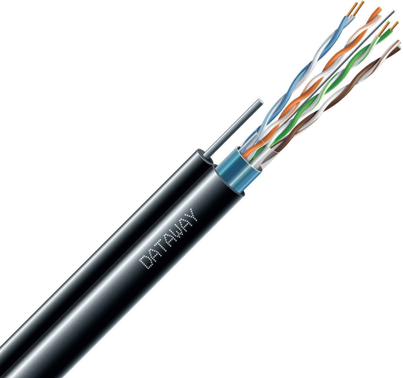 Dataway FTP cable, CAT5e, PE, Fca, 305m, self-supporting, black
