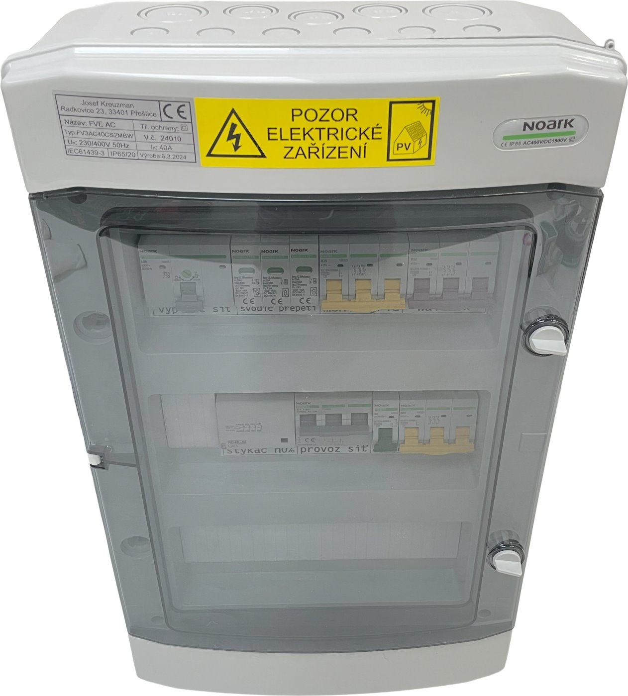 Electrical distribution box FV3AC40CS25WMB, 3-phase, AC, 10KW, manual network and backup switch, wallbox preparation