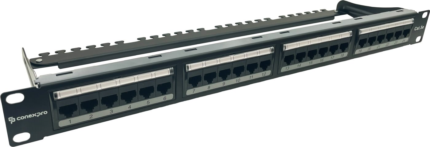 Conexpro 19" patch panel UTP, CAT5E, 24 ports, 1U