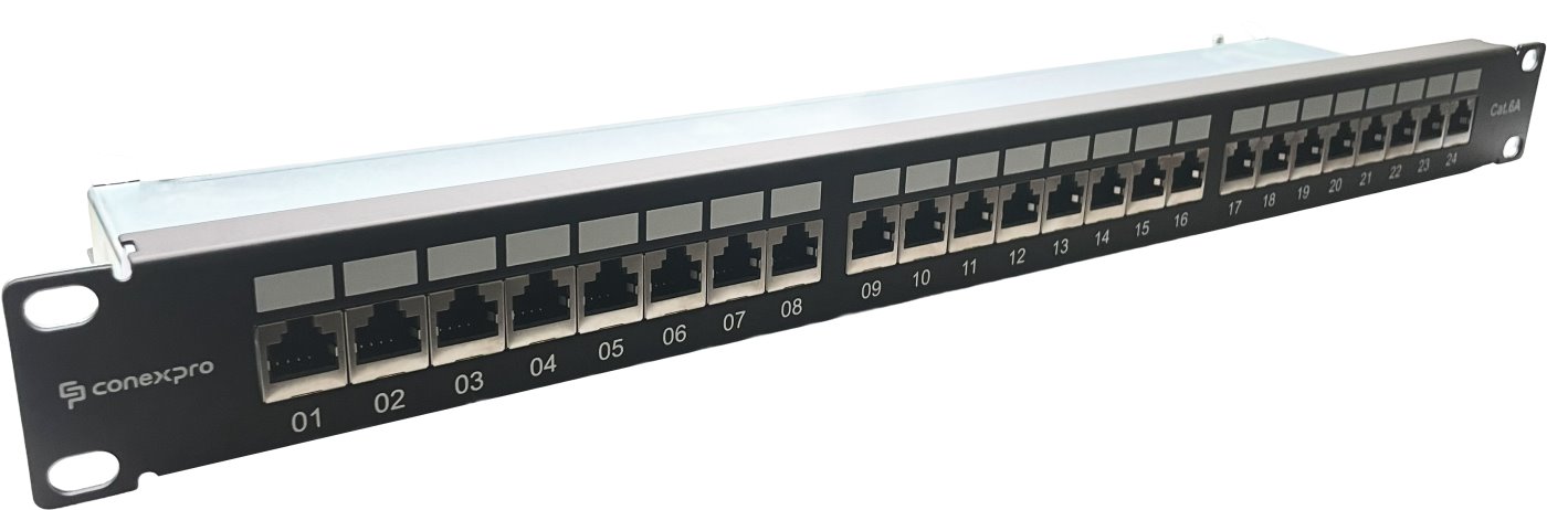 Conexpro 19" patch panel STP, CAT6A, 24 ports, 1U