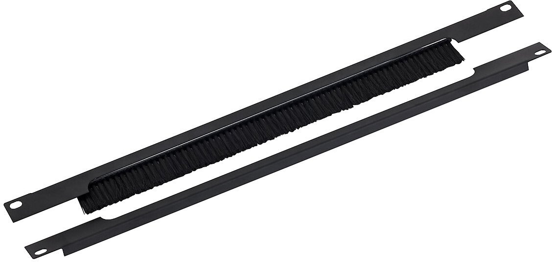Triton pass-through panel with brush, 1U, 19", horizontally divided, black