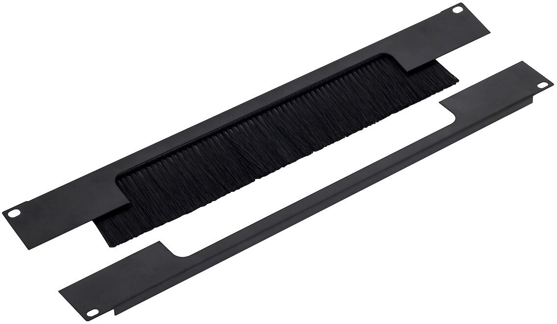 Triton pass-through panel with brush, 2U, 19", horizontally divided, black