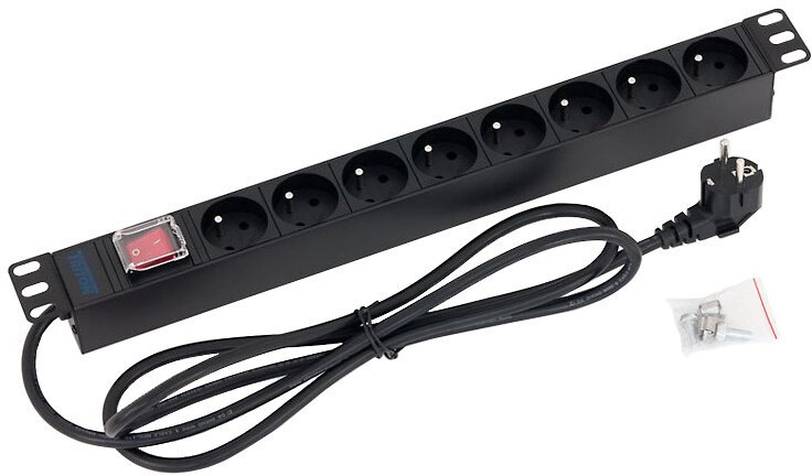 Triton distribution panel RAB-PD-X03-A1, 19", 8x 230V FR, power button, 2m cable