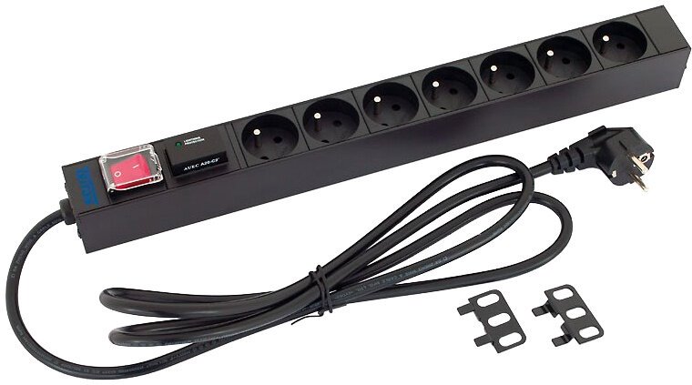 Triton distribution panel RAB-PD-X11-A1, 19", 7x 230V FR, lightning protection, power button, 2m cable