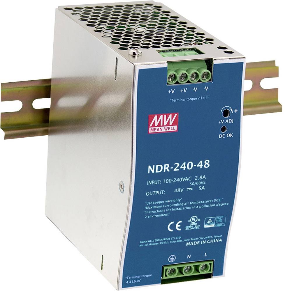 MEAN WELL NDR-240-48 Industrial power supply for DIN rail, 240W, 48V