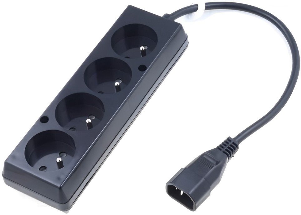 Conexpro cable reduction from UPS (IEC C14) to 4x 230V FR socket, cable 30 cm