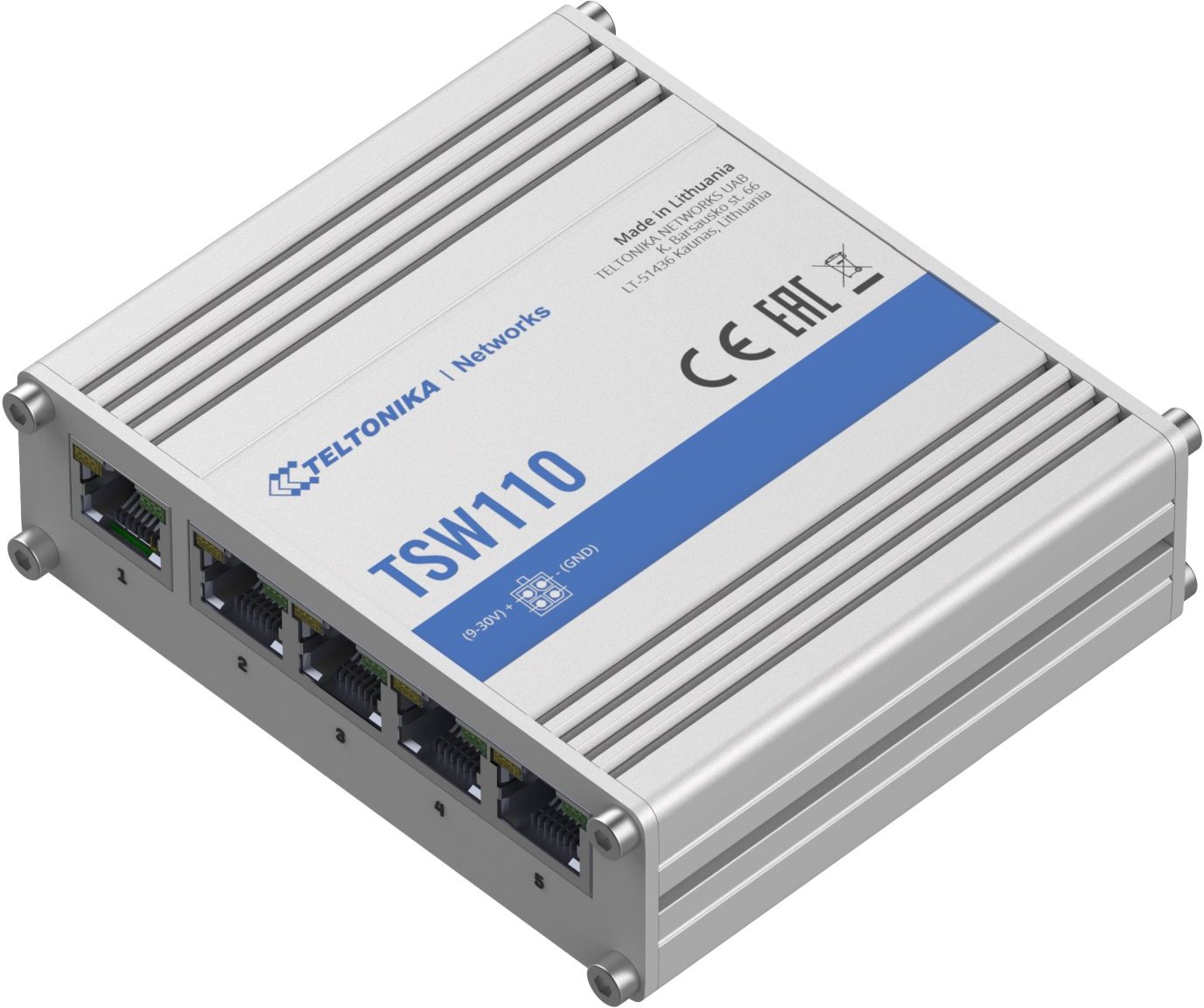Teltonika TSW110 Industrial unmanaged switch, 5x GLAN