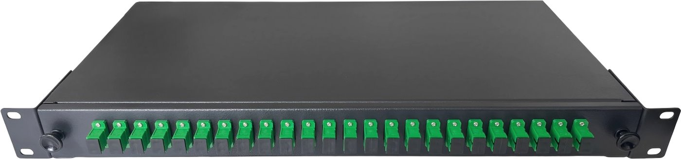 Conexpro ODF with 24x SC/APC simplex adapters and splice tray, 1U, 19"